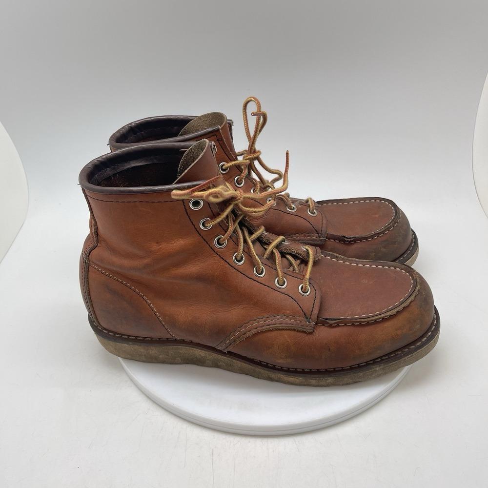 Red Wing Shoes Boots Mens Size 9 D Brown Leather Moc Toe Wedge Work 875 USA